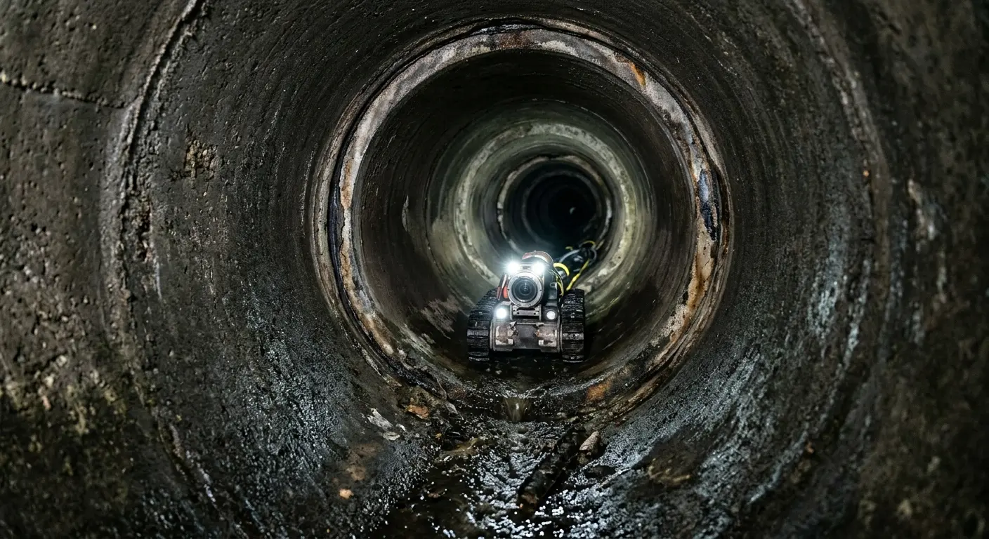 Robotic sewer camera inspecting pipe interior for Sewer Line Repair in Paramount